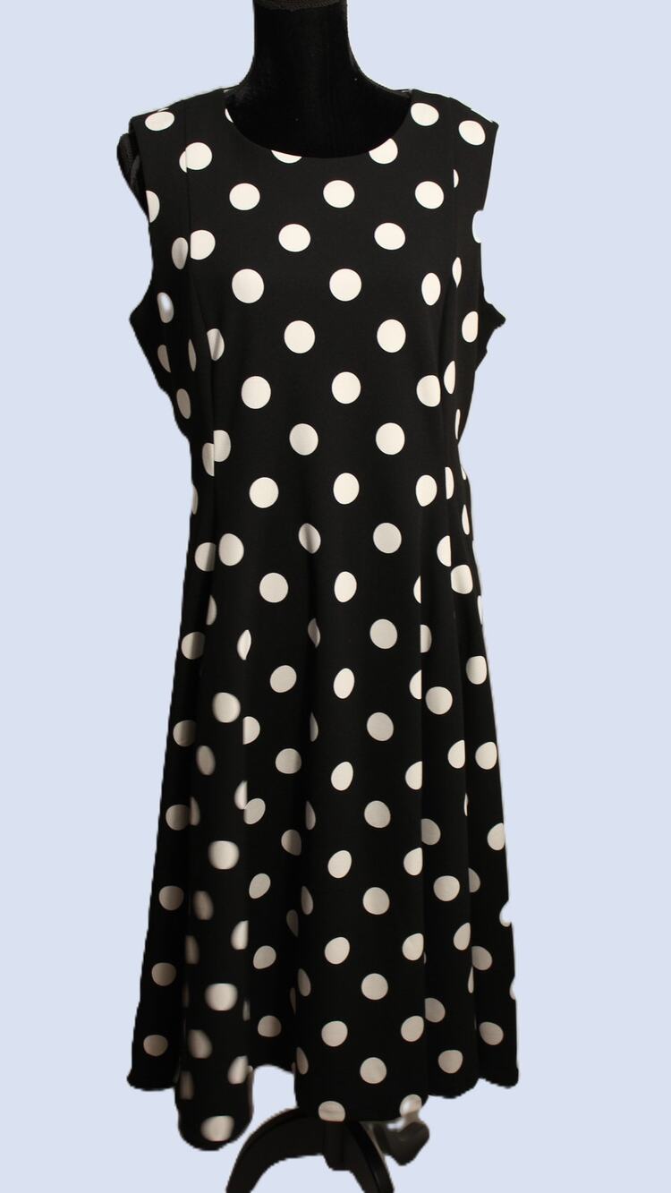 Marc New York Women's Black White Polka Dot Fit & Flare Dress Size 16 Sleeveless